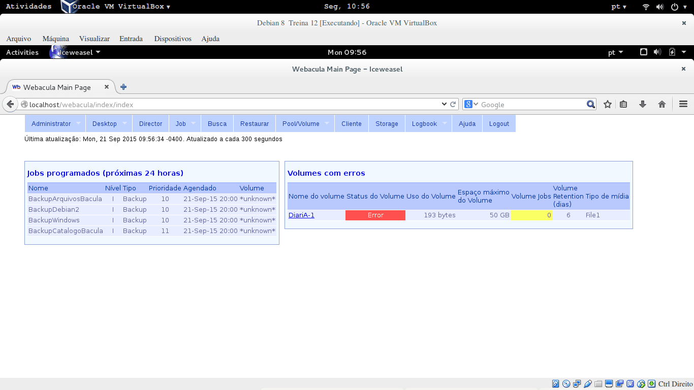 Atualizado Manual Instalação Webacula 7.0 – Bacula 7.2 – Debian 8 / CentOS 7